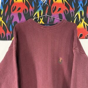Vintage Chaps Ralph Lauren Burgundy Knit Sweater Size L